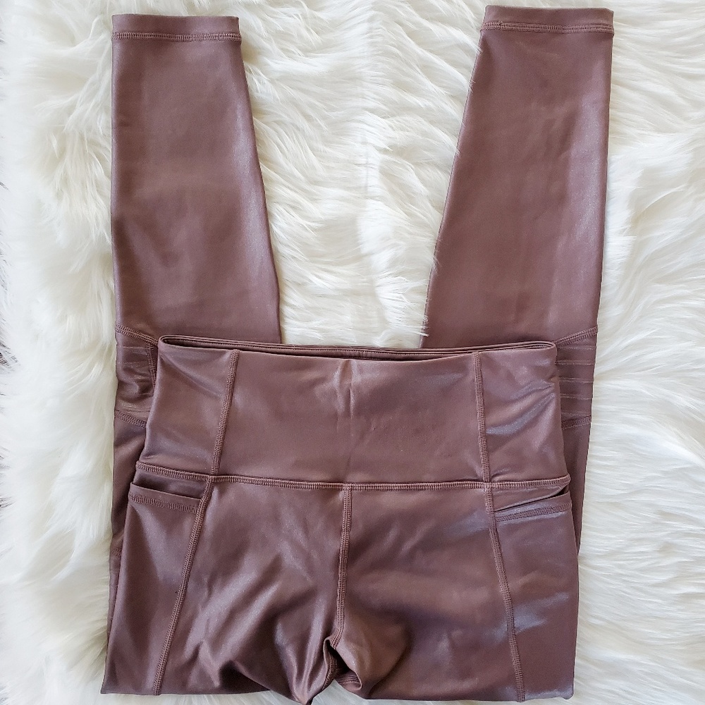 NWOT Athleta Brown Shimmer Inclination Leggings - Picture 4 of 8